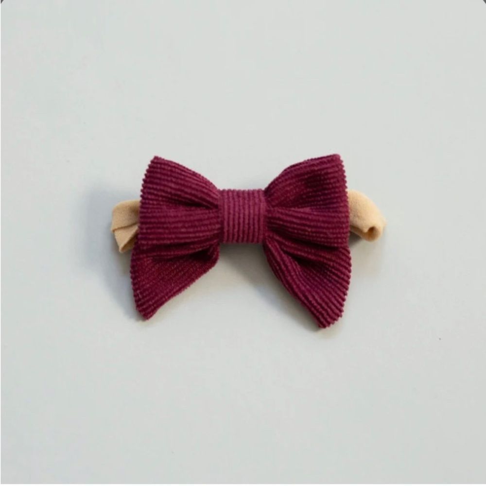 Wine Colored Corduroy Hair Bow